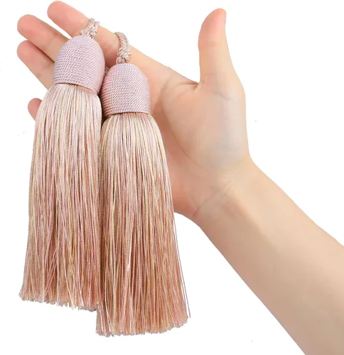 Vista 10 de 2 borlas para llaves con bucle, accesorios hechos a mano, color Negro