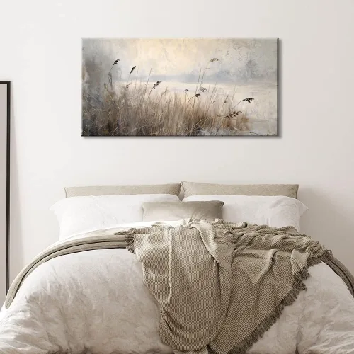 Vista 27 de LASMOND Arte de pared abstracto moderno de árbol para sala de estar, pintura en lienzo en blanco y negro, arte de pared grande de paisaje natural