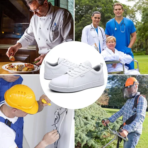 Vista 5 de Zapatos de trabajo antideslizantes para hombre y mujer, zapatos de enfermería antideslizantes para servicio de alimentos
