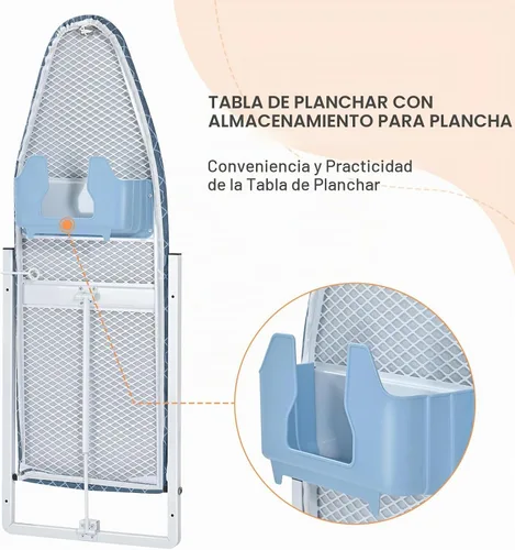 Vista 3 de KINGBOARD - Tabla de planchar para montar en la pared con almacenamiento de hierro, tabla de hierro plegable