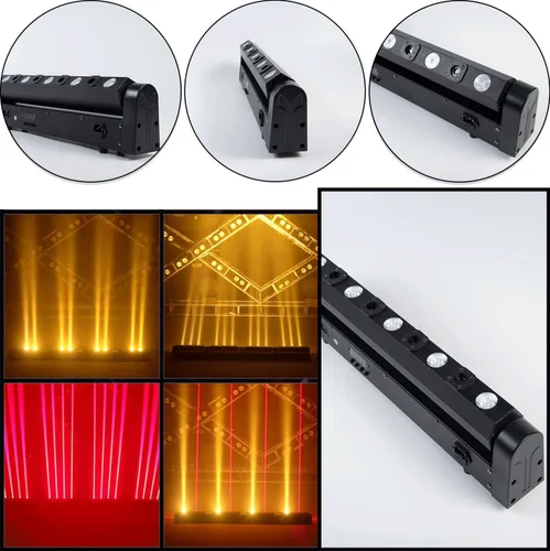 Vista 2 de Barra de luz de lavado de escenario de cabeza móvil para fiesta, RGBW, luces LED de haz DMX 512, luz estroboscópica, equipo de iluminación