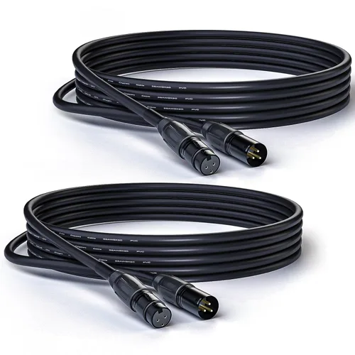 Vista 4 de Cable de micrófono XLR de 3 pines macho a hembra, cable OFC (cobre sin oxígeno), cable XLR adecuado para mezclador de micrófono, sistemas de 1