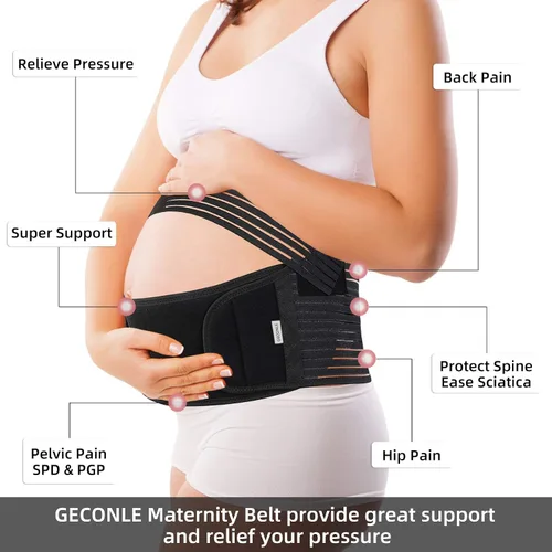 Vista 2 de GECONLE Cinturón de maternidad Cinturón de apoyo para embarazo, banda suave y transpirable, cinturón de apoyo abdominal para aliviar el dolor