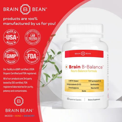 Vista 8 de Brain B Balance: Multivitamínico metilado - Fórmula neurobalance del complejo B metilado - Metilfolato apoya el estado de ánimo.Mind.Memory - 60
