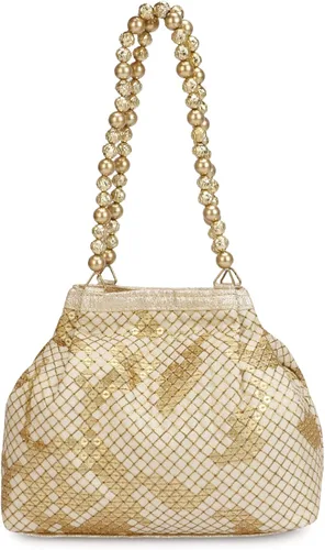 Vista 3 de Bolso Potli de seda bordado de diseño étnico indio con perlas de Batwa
