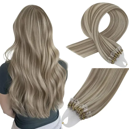 Vista 121 de Easyouth Extensión de cabello humano rubio con cola de caballo, extensiones de cabello humano rubio dorado con reflejos rubios, extensiones