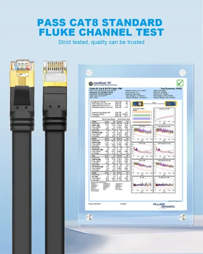 Vista 6 de CAT8 Cable de Ethernet, alta velocidad, 40 Gbps, 2000 MHz, SFTP, cable de Internet de red LAN con conector RJ45 chapado en oro para router, módem
