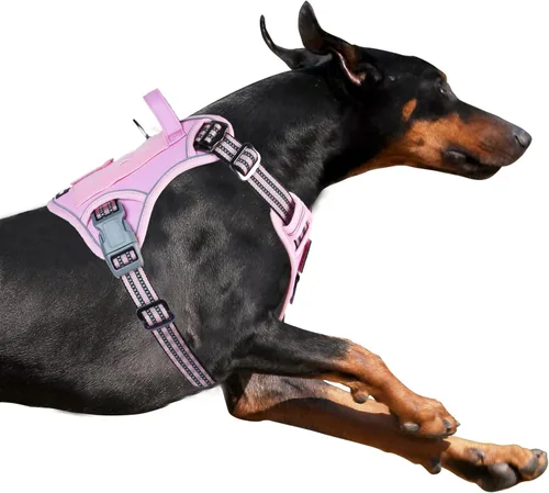 Vista 35 de BUMBIN Arnés táctico para perros pequeños sin tirones, famoso arnés de TIK TOK sin tirones para cachorros, arnés reflectante inteligente para Negro