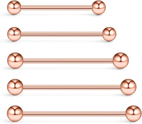 Vista 5 de Ruifan 5 aretes industriales para cartílago de barra de calibre 14, joyería de piercing corporal de 1.102 in, 1.260 in, 1.378 in, 1.496 in, 1.575 in