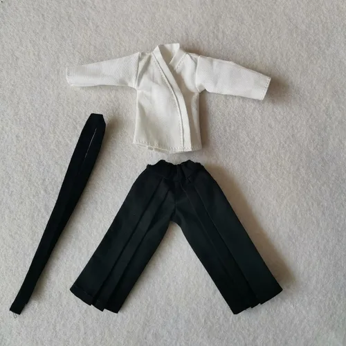 Vista 6 de 1/12 Samurai Kimono Ropa para 6" 6" 1:12 Figura de acción 1:12 Ropa de muñeca (parte superior negra y pantalones)