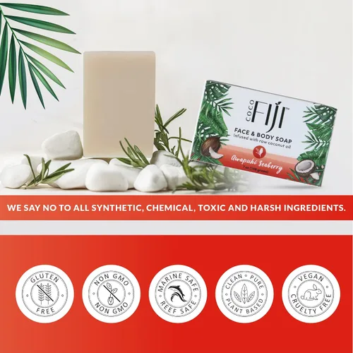Vista 7 de Barra de jabón Coco Fiji para cara y cuerpo infundida con aceite de coco orgánico, Awapuhi Seaberry, aceite esencial, jabón natural para hidratar