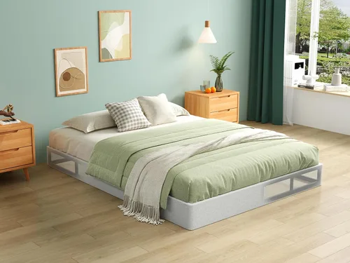 Vista 17 de Base de cama con somier de 3 pulgadas, tamaño individual, base de colchón de metal resistente con funda de tela, sin ruido, fácil montaje
