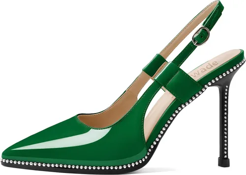 Vista 2 de Joseywade Sandalias de tacón alto con punta puntiaguda para mujer, sandalias de tacón alto con cuentas para fiesta, baile, zapatos de vestir de 4.5