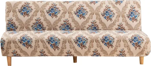 Vista 26 de MIFXIN Funda de sofá sin brazos, funda elástica plegable para futón, protector de muebles para sofá cama sin apoyabrazos, funda para sofá para Hojas
