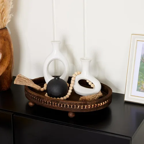 Vista 6 de HouseJoy - Bandeja decorativa para mesa auxiliar, bandeja decorativa