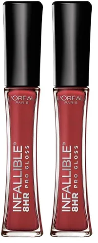 Vista 37 de L'Oreal Paris Makeup Infallible - Brillo labial hidratante de 8 horas, rosa anochecer, 0.21 onzas líquidas Nightfall Rose