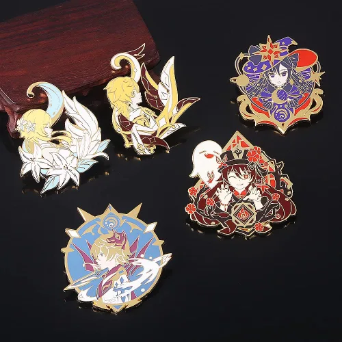 Vista 7 de G-I Hutao Broche - Broche esmaltado de personajes Hutao para cosplay, regalo para fanáticos, mujeres y niñas, Metal, Sin gemas.