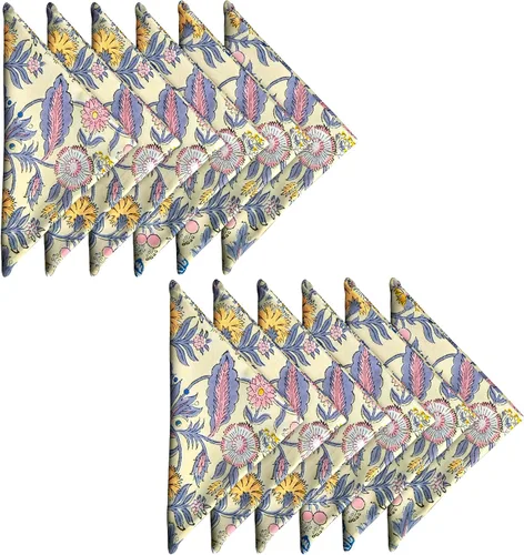 Vista 2 de Craftbot - Servilletas de cena de algodón con estampado de 18 x 18 pulgadas, juego de 6 servilletas de tela lavables, uso diario o cena y eventos