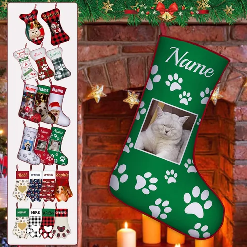 Vista 38 de Calcetines de Navidad personalizados para perros y gatos, 42 patrones de perros y mascotas, calcetines de Navidad personalizados con nombres, adorno