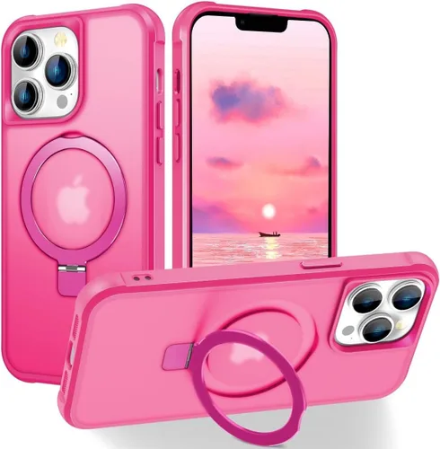 Vista 70 de CHAOFEnG Funda magnética compatible con iPhone 11 con soporte, prueba de caídas de grado militar, compatible con imán, anillo translúcido, parte