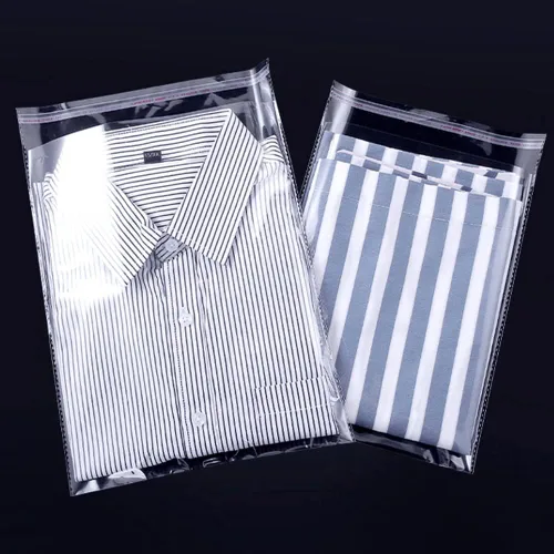 Vista 6 de Keoferlo 100 bolsas de polietileno transparente de 10 x 14 pulgadas de celofán autosellantes para camisetas de plástico transparente para envolver