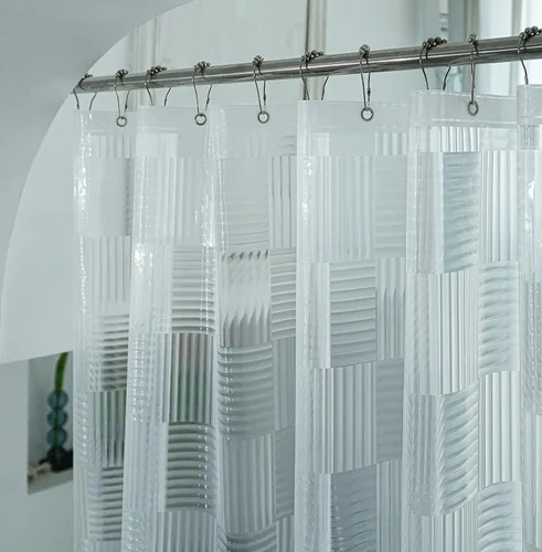 Vista 33 de Cortina de ducha corta transparente de 60 pulgadas de largo, forro de cortina de ducha corta de plástico EVA 7G, 60 pulgadas de largo para baño