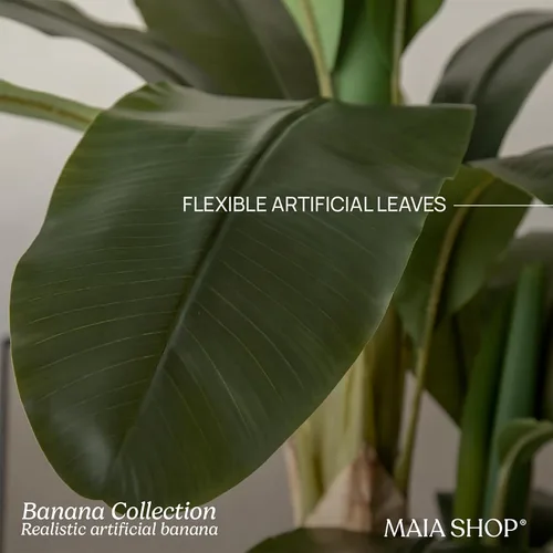 Vista 4 de Maia Shop - Árbol de plátano artificial, 4 pies, maceta negra incluida Banana