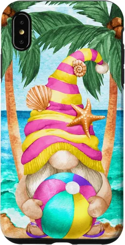 Vista 11 de iPhone 16 Funny Hawaiian Summer Gnome Under Palm Tree For Beach Surfer Case