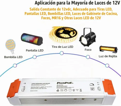 Vista 5 de Controlador LED regulable de 12 V, 120 V CA a DC12 V 120 W Triac ELV/MLV transformador LED compatible con interruptores Lutron y Leviton, fuente
