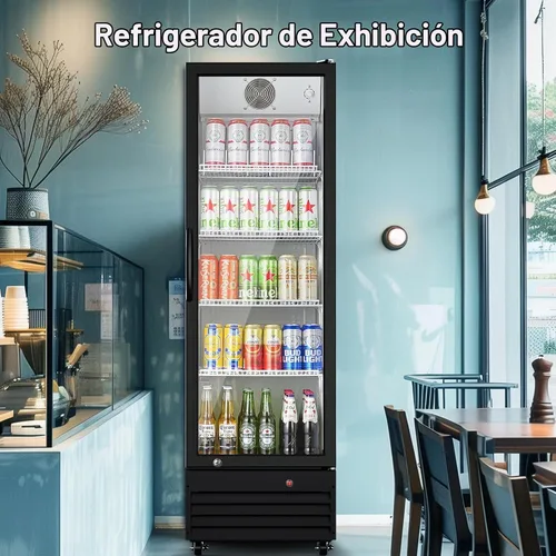 Vista 2 de BODEGA BODEGACOOLER - Refrigerador comercial de bebidas de 9 pies cúbicos con puerta de cristal, refrigeradores de bebidas para exhibición de Negro