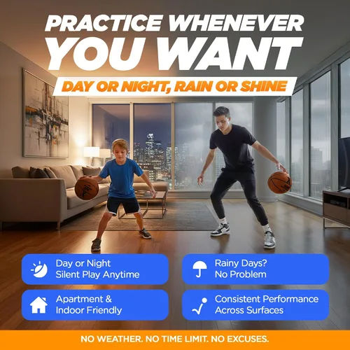 Vista 4 de YGA Silent Basketball Size 7 (29.5"): Grooved Airless Indoor Basketball with Upgraded 95% Bounce - Ultra Quiet Basketball for Dribbling Indoor