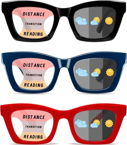 Vista 14 de Hubeye Gafas de lectura progresivas para mujer, estilo Oprah, bloqueo de luz azul, lector cuadrado multifoco