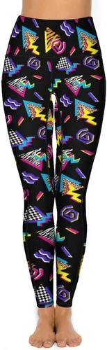 Vista 3 de ulxjll Pantalones de yoga de cintura alta con control de abdomen de los años 90 con bolsillos, leggings deportivos para fitness