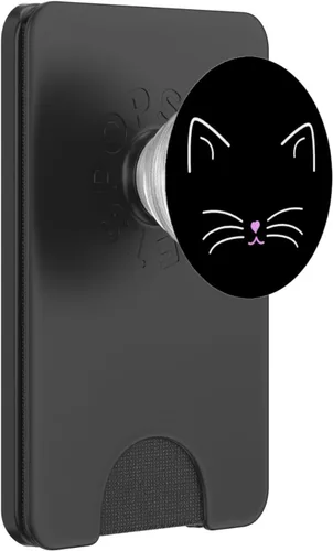 Vista 7 de Lindas orejas de gato blancas, boca y bigotes: regalo para amantes de los gatos PopSockets intercambiables PopGrip