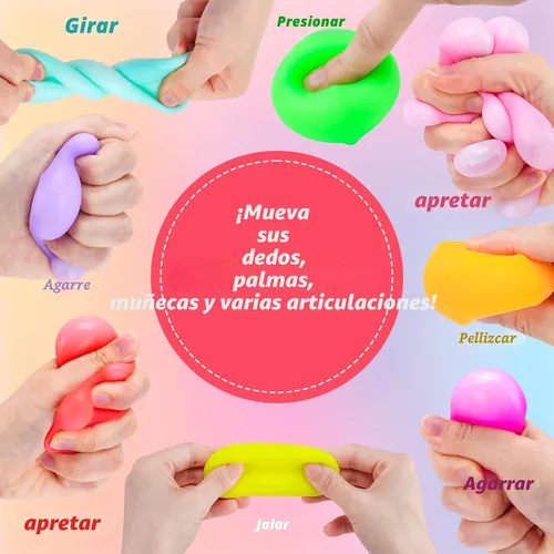 Vista 3 de Paquete de 12 cubos de estrés de aumento lento, bolas de estrés para masa, juguetes para aliviar la ansiedad, cubo suave, juguetes elásticos