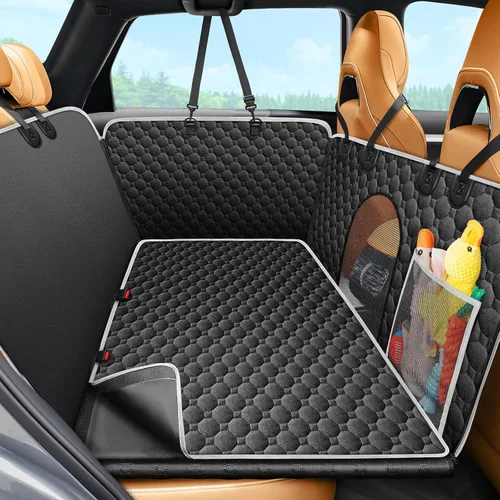 Vista 22 de Mancro Funda de asiento de automóvil para perro para asiento trasero, 2026 mejorada 600D, resistente, impermeable y resistente a los arañazos