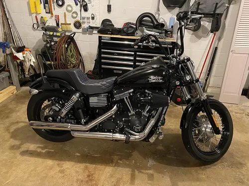Vista 6 de C.C. RIDER Asiento para Conductor y Pasajero Asiento de Elevación Compatible con Harley Dyna Street Bob FXDB Low Rider FXDL/FXDLS Super Glide Custom