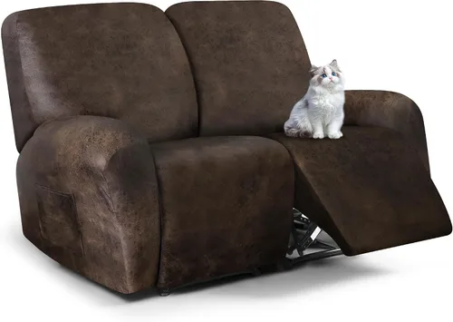 Vista 23 de ANARACHON Fundas para sillas reclinables con aspecto de cuero, funda elástica de 4 piezas, funda suave para silla reclinable, protector de muebles