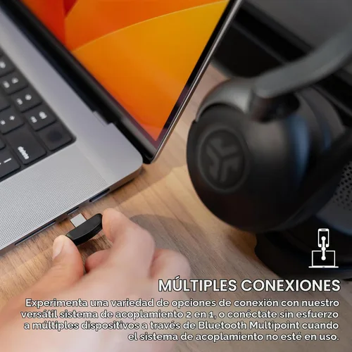Vista 2 de JLab Epic Work Auriculares inalámbricos con micrófono, cancelación inteligente de ruido activa, centro de carga, más de 90 horas de reproducción