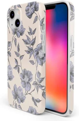 Vista 2 de Carcasa Casely para iPhone 13 Ink & Iris Floral Vintage Compatible con MagSafe Diseño Clásico Ultra Delgado