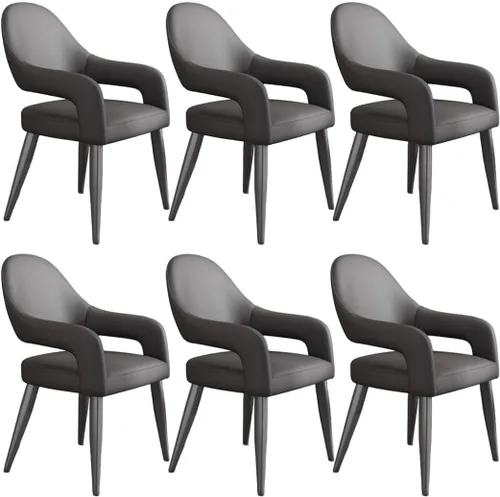 Vista 17 de YVYKFZD Leather Dining Chairs, Leisure Kitchen Chairs Set, Upholstered Dining Room Chairs with Backrest, Lounge Armchair Comfy Side Chair, for Brown