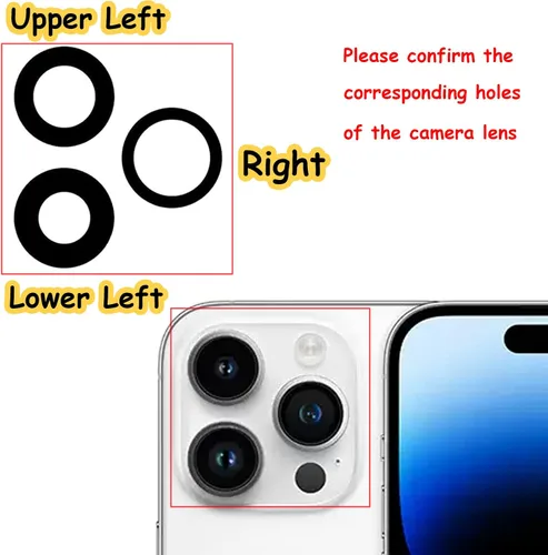 Vista 4 de 14 Pro/14 Pro Max Reemplazo de vidrio para lente de cámara trasera para iPhone 14 Pro para iPhone 14 Pro Max Reemplazo de vidrio de cámara con kits