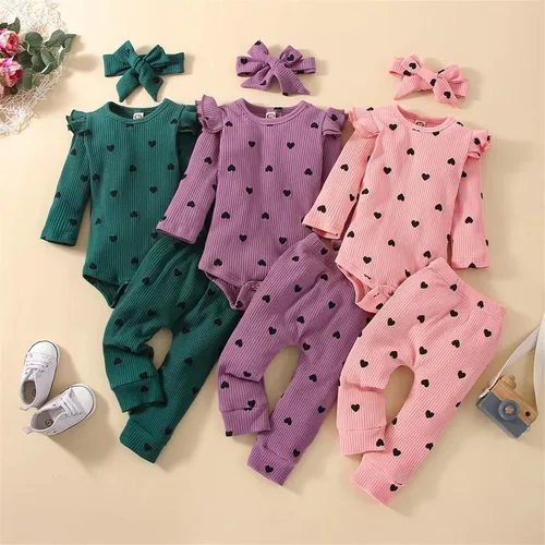 Vista 4 de Conjunto de ropa de Halloween para niñas pequeñas, de verano, de algodón, estampado de amor, multicolor, largo recién nacido, envoltura
