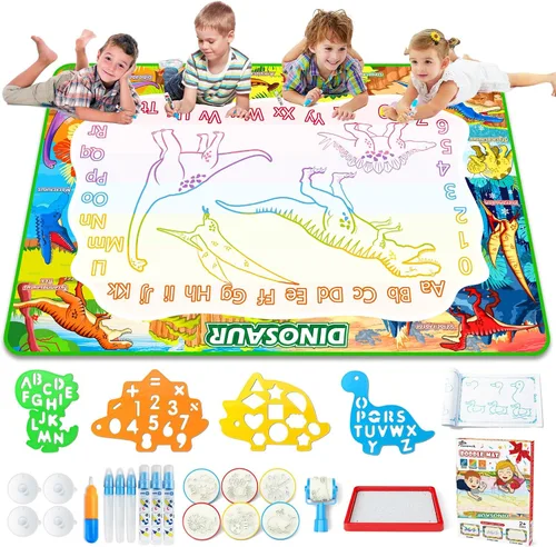 Vista 9 de Jasonwell Tapete para dibujar agua acuática de 31 x 31 pulgadas, tapete grande de dibujo mágico para colorear, juguetes educativos, regalos