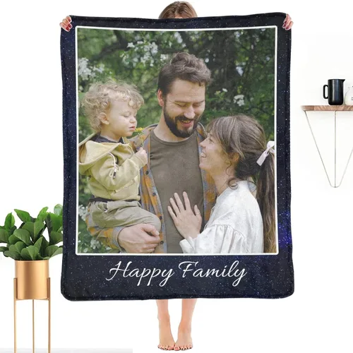 Vista 23 de HUGLAZY Manta personalizada con fotos y texto, manta de franela para parejas de adultos, regalo para cumpleaños, Día del Padre, Día de la Madre, Día