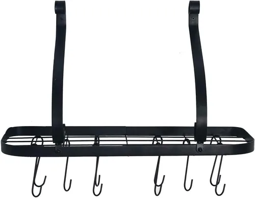 Vista 2 de Ochine Estantes flotantes de pared para cocina, baño, estantes montados en la pared, de madera rústica, estante de especias de cocina con barra
