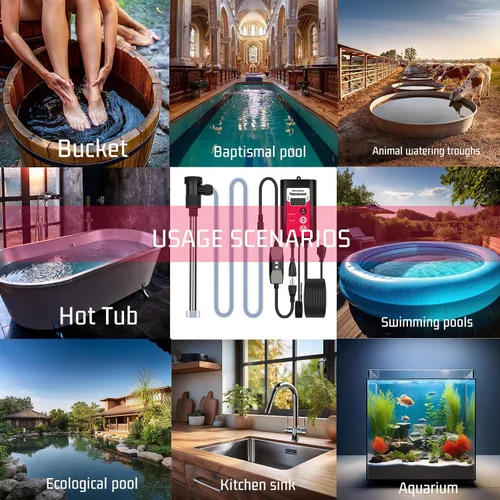 Vista 7 de Calentador de agua de inmersión de 1800 W, portátil, eléctrico, bañera de hidromasaje y piscina, calentador de agua totalmente sumergible