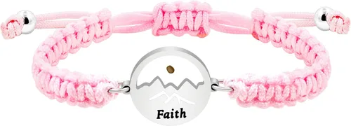 Vista 12 de Uloveido Pulsera de cuerda trenzada tejida con semillas de mostaza, inspiradora, hecha a mano, pulsera cristiana ajustable, regalo de fe Negro