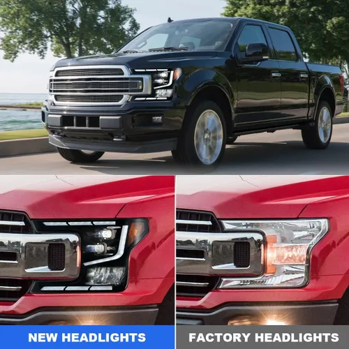 Vista 4 de ROXX Conjunto de faros delanteros LED completos para Ford F150 2018 2019 2020, faros delanteros de haz alto y bajo con señales de giro secuenciales