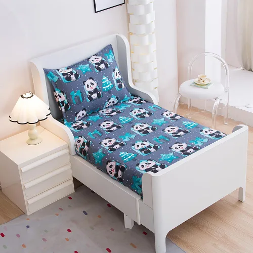 Vista 24 de Juego de 2 sábanas bajeras y fundas de almohada suaves para cama con bonitos patrones de cachorros, sábanas estampadas con patrón de perritos para 2